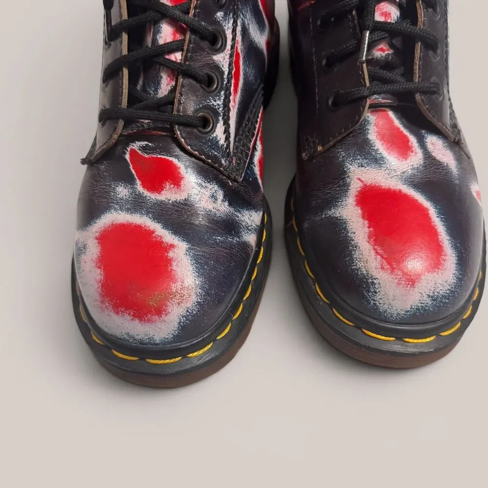 Dr. Martens 1460 8 Eye Boots UK6 US 8 Women Red Blue Rub Off Leather Punk